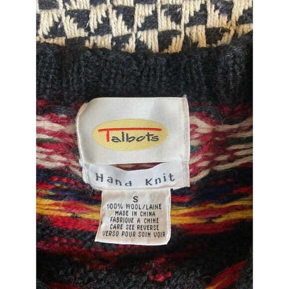 Vintage Talbots Wool Sweater Women's Hand Knit Bells Ducks Floral Pullover S - Picture 6 of 9